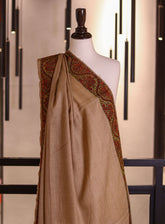 Royal Fashion Embroidered Woolen Shawls - RF25SH I624-B02 Fawn